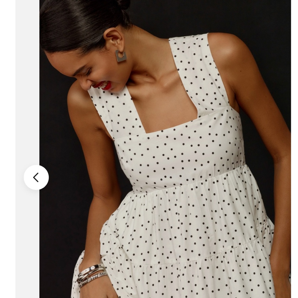 NWT Anthropologie Black and White Polka Dot Midi Dress